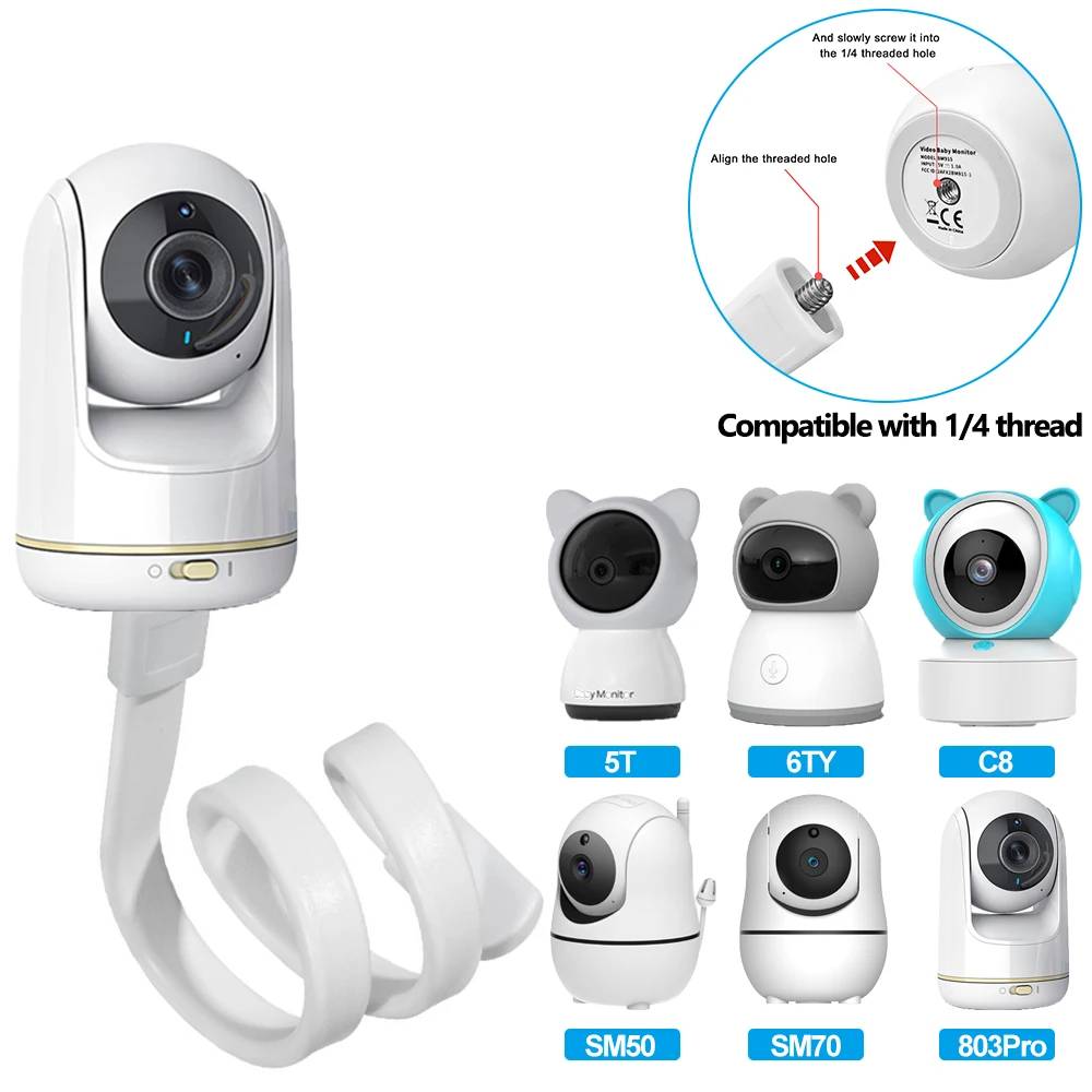 Wearable Baby Monitor - ที่ยึดกล้องวงจรปิดสำหรับเด็ก แบบยืดหยุ่น ไม่ต้องเจาะ ใช้กับเปลเด็ก ที่ยึดกับราวเปล ใช้ได้กับกล้องเกลียว