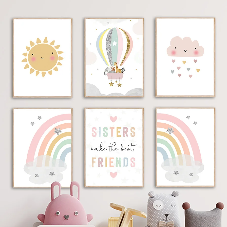 Baby Nursery Images - ยีราฟ ช้าง บอลลูนลมร้อน ดวงอาทิตย์ สายรุ้ง ห้องเด็ก