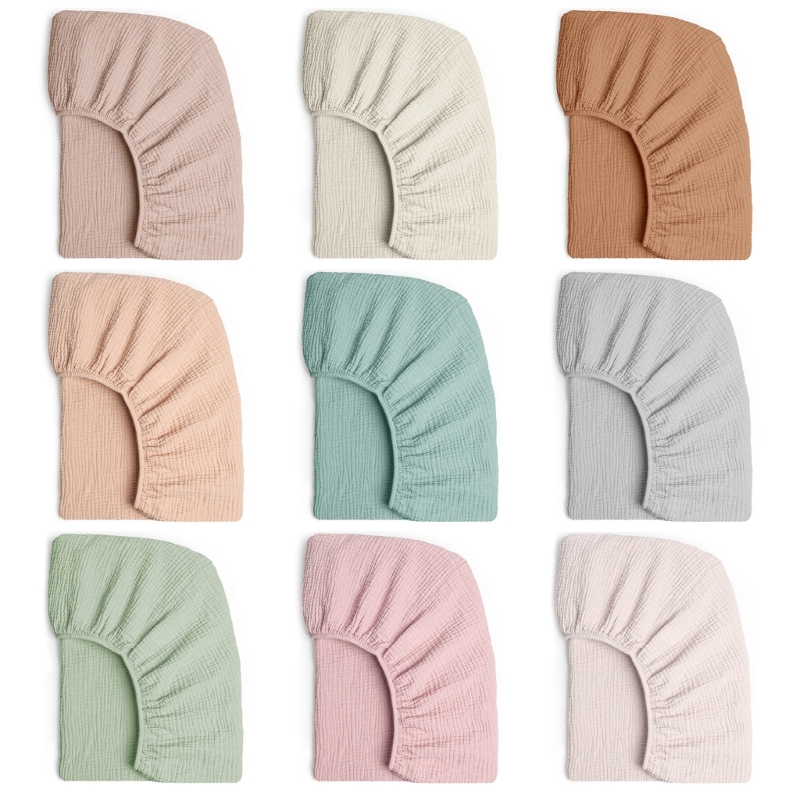 Baby Nursery Bed - ผ้าปูเตียงผ้าฝ้ายมัสลินนุ่มระบายอากาศได้ดีเหมาะสำหรับทารกแรกเกิดเปลเด็กผ้าปูเตียงอเนกประสงค์สีทึบ