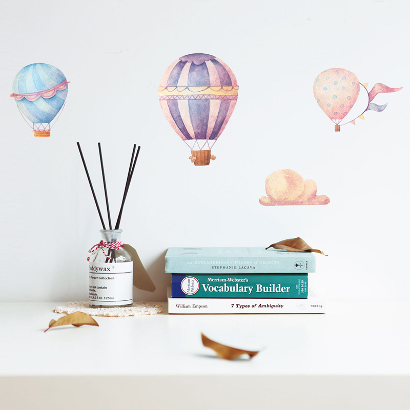 Baby Nursery Murals - สร้างสรรค์สีสันสดใสบอลลูนอากาศร้อนสติ๊กเกอร์ติดผนังสำหรับเด็กตกแต่งห้องเด็ก PVC สติ๊กเกอร์ติดผนังสถานภาพศิลป์สำหรับเด็กสติกเกอร์วอลล์เปเปอร์บ้าน