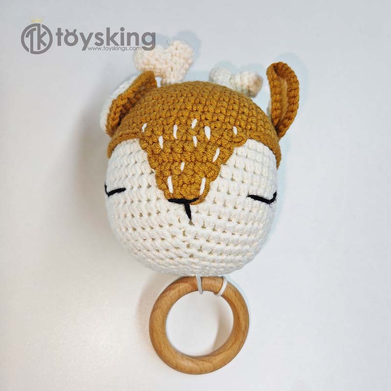 Baby Nursery Music - ของเล่นแขวนเปลเด็กทำมือแบบโครเชต์รูปทรงกวาง กล่องดนตรี ของเล่นเสริมพัฒนาการสำหรับทารก เหมาะสำหรับห้องเด็กอ่อนเพื่อการเรียนรู้และพัฒนาการในวัยเริ่มต้น