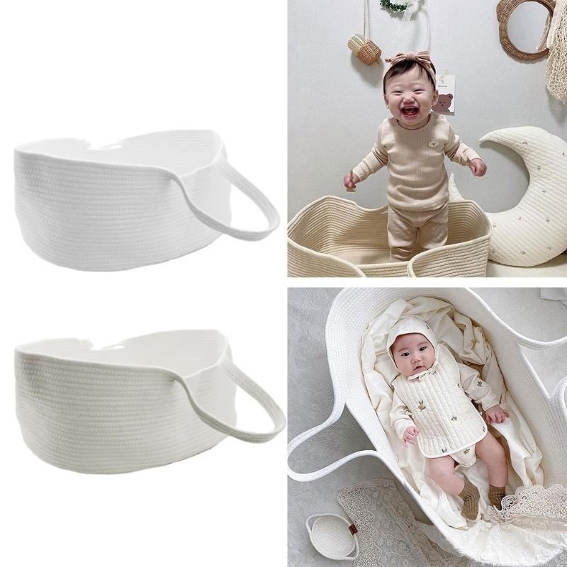 Baby Nursery Bed - J15U แบบพกพาเด็กโมเสสตะกร้าสำหรับ ผ้าฝ้ายเชือกทอเปลทารกแรกเกิดเตียงนอน Cradle Bassinet เนอสเซอรี่ตกแต่ง