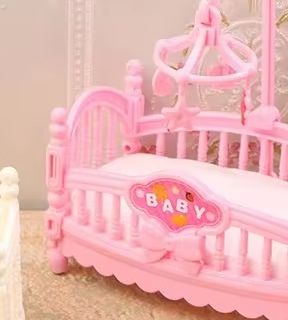 Baby Nursery Bed - 1:12 ตุ๊กตาจิ๋ว มินิ เตียงเด็กอ่อน เปล เฟอร์นิเจอร์ห้องเด็กอ่อน