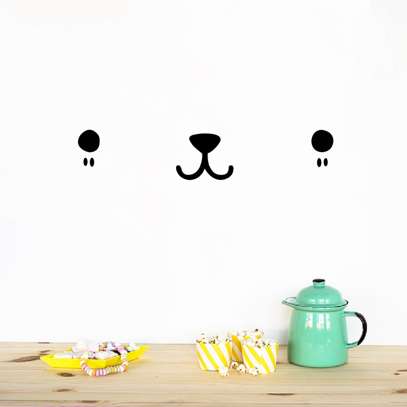 Baby Nursery Murals - น่ารัก Kawaii Face Wall Art Decal