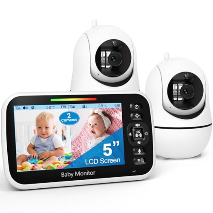 Baby Nursery Hours - จอภาพสำหรับเด็กสำหรับใช้ในสถานรับเลี้ยงเด็ก, พลาสติก ABS, สีขาว, หน้าจอแยกพร้อมกล้องคู่, ระบบ