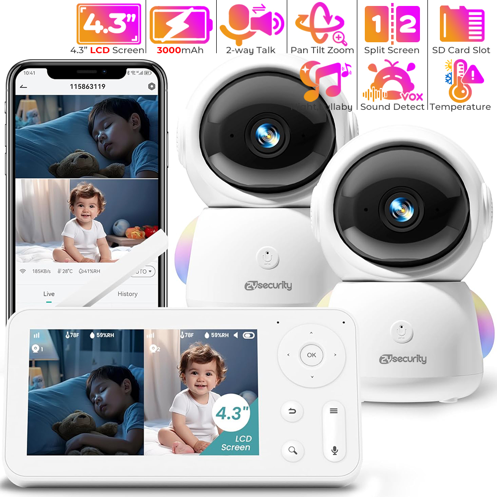 Baby Nursery Music - 2K Baby Monitor พร้อม 2 กล้องและเสียง