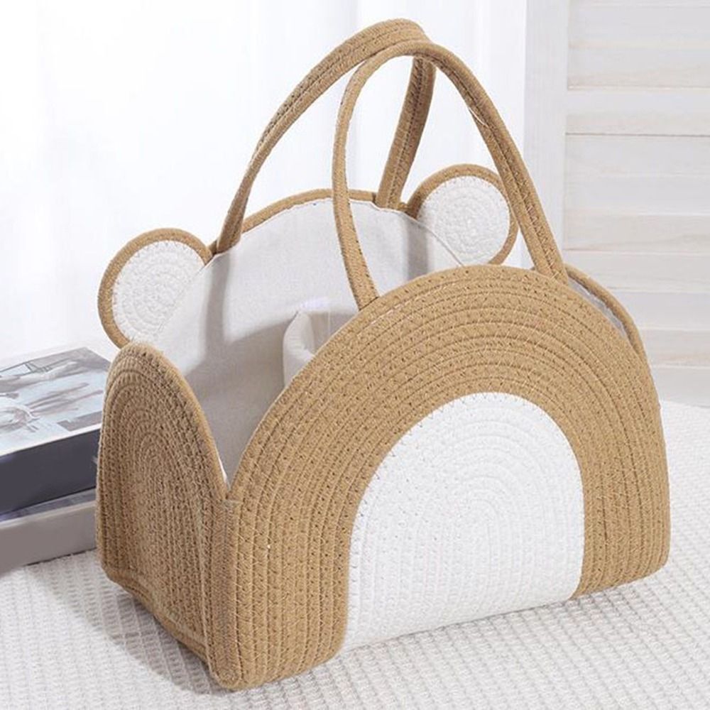 Baby Nursery Handles - กระเป๋าผ้าอ้อมเด็กน่ารัก ทำจากเชือกฝ้าย ขนาดใหญ่ จุของได้เยอะ มีหูหิ้ว ลายหมี
