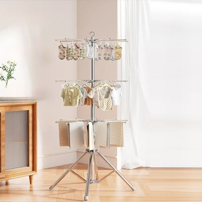 Baby Nursery Shelves - ราวตากผ้าเด็ก-พับได้ในร่ม/กลางแจ้งซักรีดพร้อม 32 พินพิเศษทารกเสื้อผ้าไม้แขวนเสื้อสำหรับเนอสเซอรี่&ระเบียง