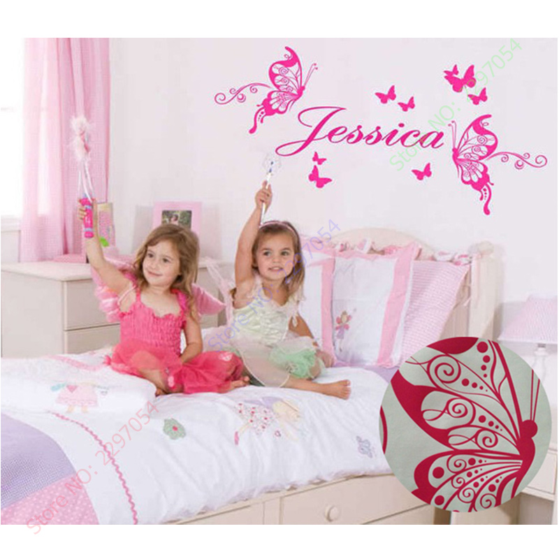 ใหม่ผีเสื้อส่วนบุคคลชื่อไวนิลผ - Baby Nursery Murals บทวิจารณ์และราคา
