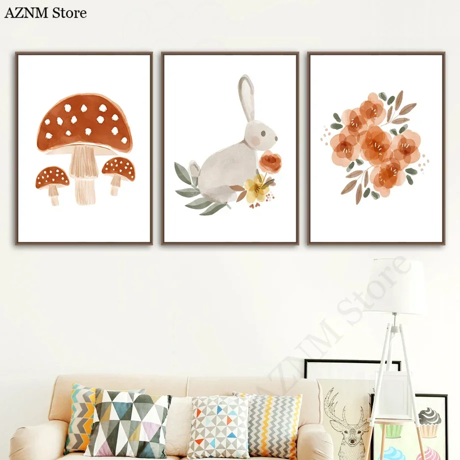 สีน้ำดอกไม้กระต่ายนกแอปเปิ้ลเห - Baby Nursery Murals บทวิจารณ์และราคา