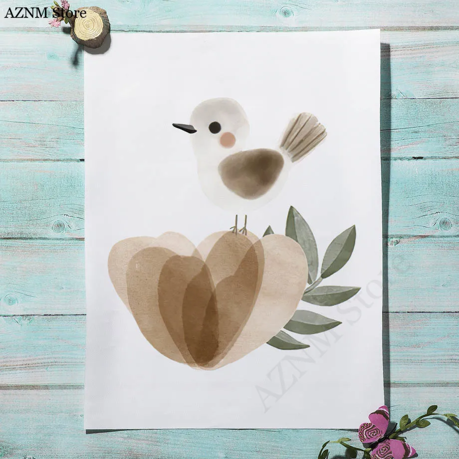 สีน้ำดอกไม้กระต่ายนกแอปเปิ้ลเห - Baby Nursery Murals บทวิจารณ์และราคา