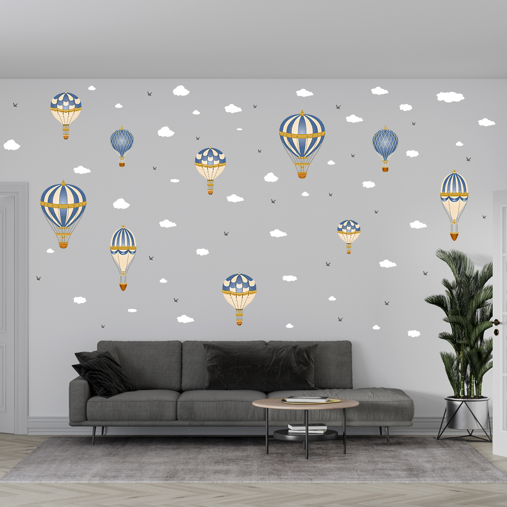 การ์ตูนบอลลูนร้อนเมฆ Seagull ส - Baby Nursery Murals บทวิจารณ์และราคา
