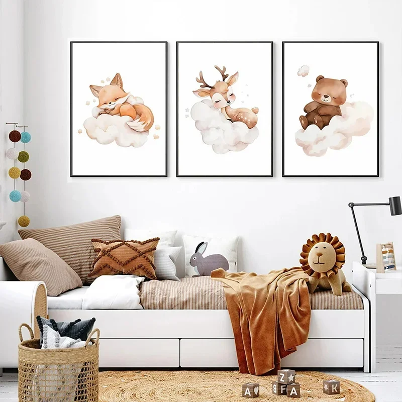 การ์ตูน Cloud สัตว์ภาพวาดผ้าใบ - Baby Nursery Murals บทวิจารณ์และราคา