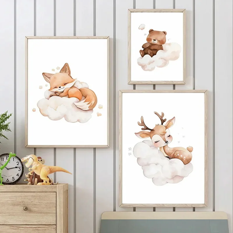 การ์ตูน Cloud สัตว์ภาพวาดผ้าใบ - Baby Nursery Murals บทวิจารณ์และราคา