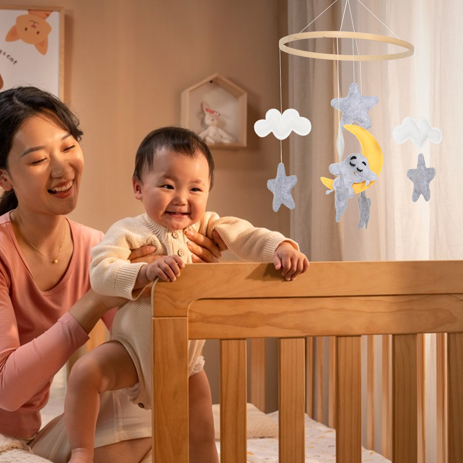 โมบายแขวนเตียงเด็กผ้าสักหลาดรู - Baby Nursery Bed บทวิจารณ์และราคา