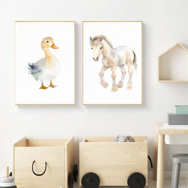 ภาพสัตว์ในฟาร์มสีน้ำโปสเตอร์รู - Baby Nursery Images บทวิจารณ์และราคา