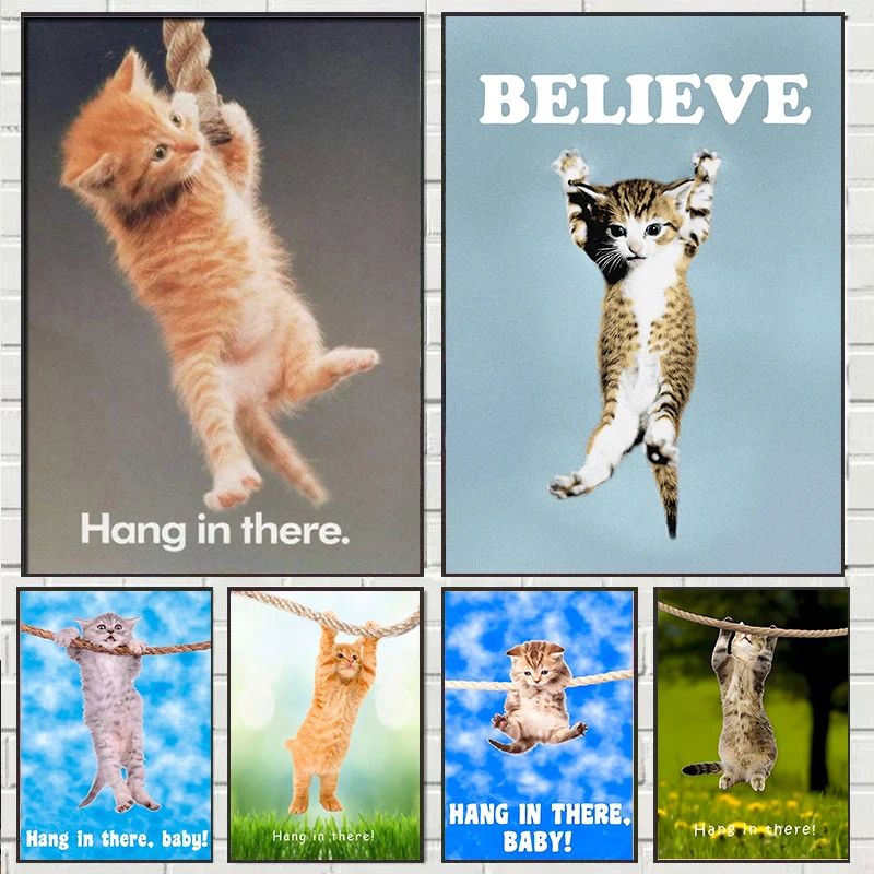 Hang In There เด็กน่ารักแมวโยค - Baby Nursery Images บทวิจารณ์และราคา