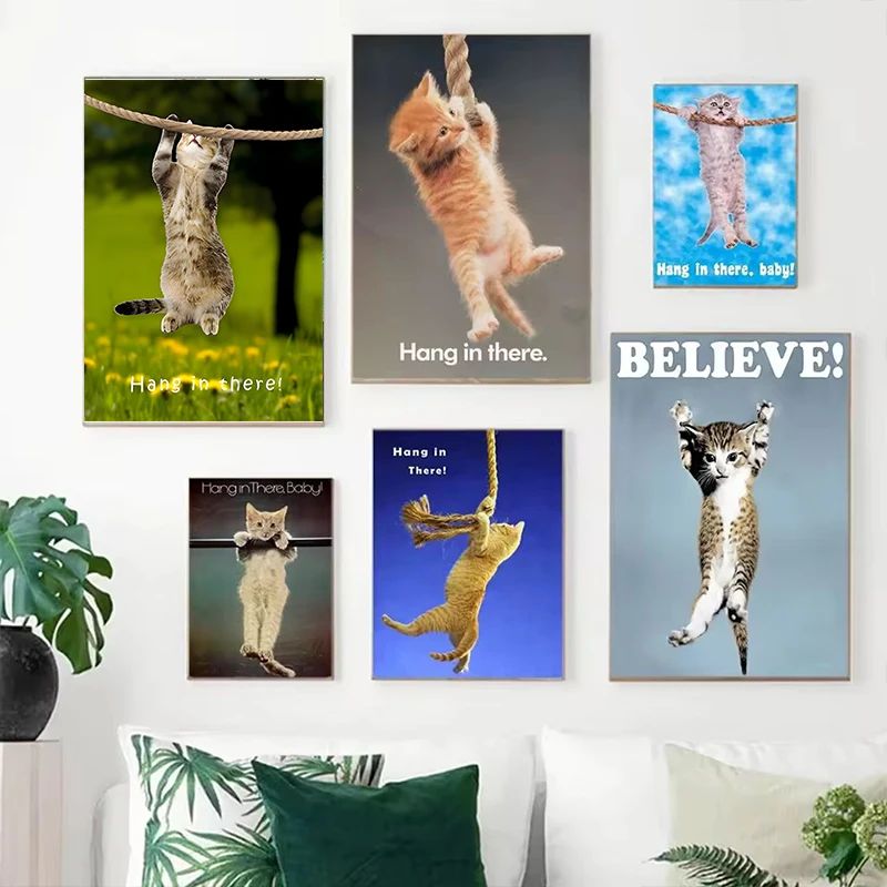 Hang In There เด็กน่ารักแมวโยค - Baby Nursery Images บทวิจารณ์และราคา