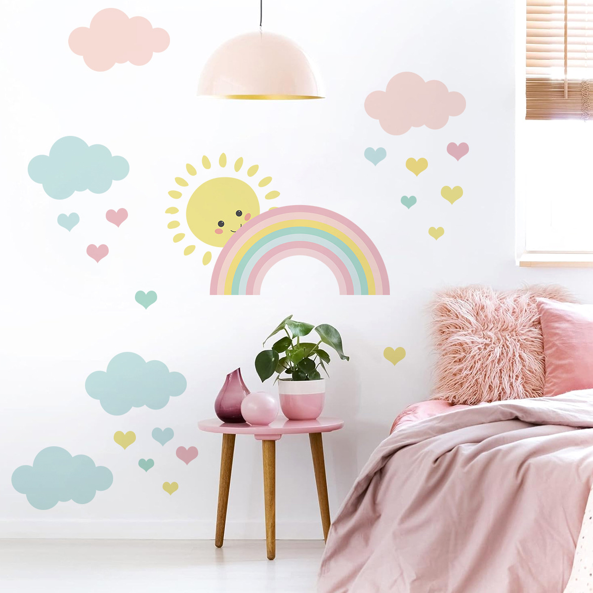 การ์ตูนดวงอาทิตย์สายรุ้งเมฆสติ - Baby Nursery Murals บทวิจารณ์และราคา