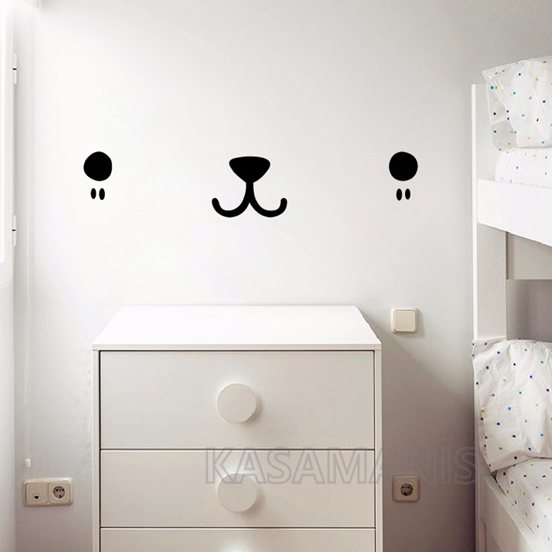 น่ารัก Kawaii Face Wall Art De - Baby Nursery Murals บทวิจารณ์และราคา