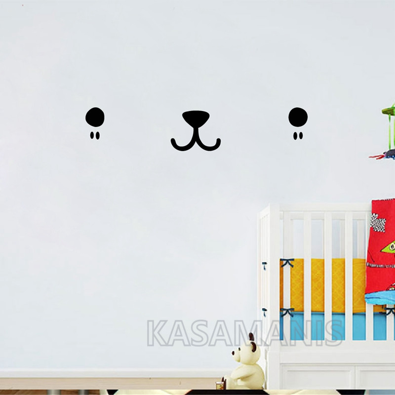 น่ารัก Kawaii Face Wall Art De - Baby Nursery Murals บทวิจารณ์และราคา