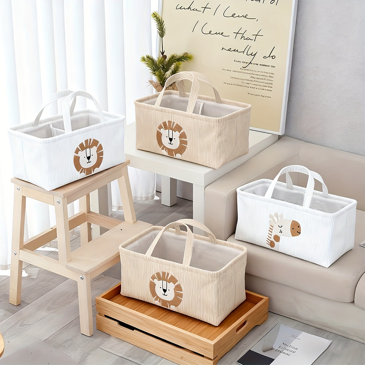 ตะกร้าผ้าพับได้ลายสิงโตน่ารักพ - Baby Nursery Handles บทวิจารณ์และราคา