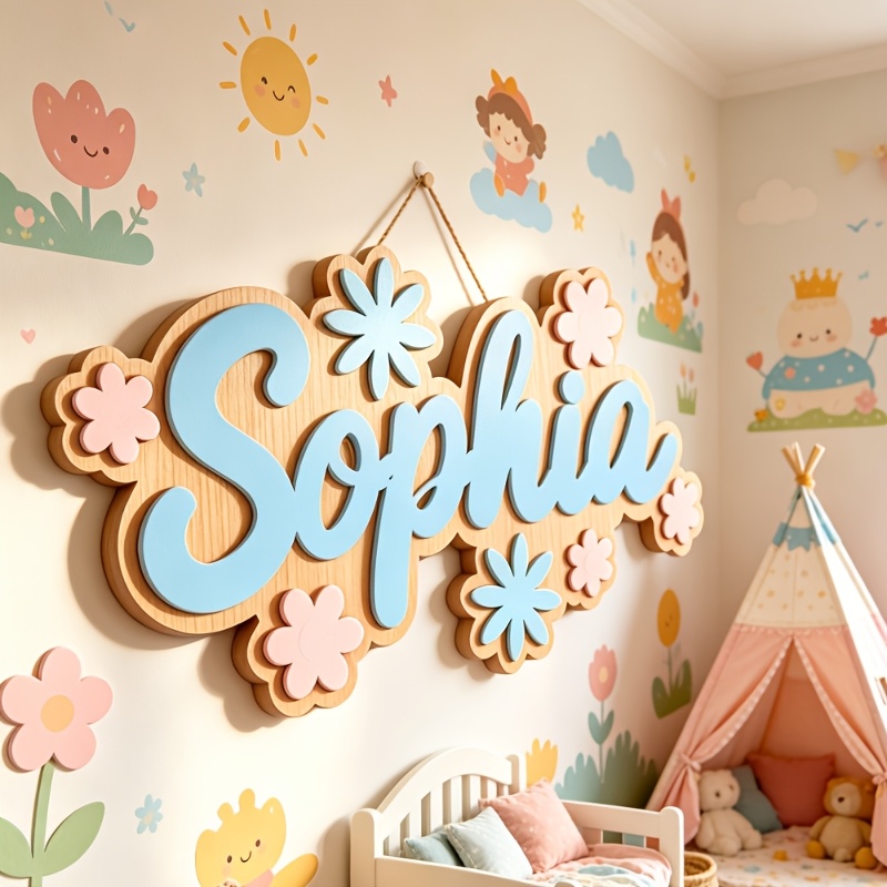 ป้ายห้องพักธีมดอกไม้แบบส่วนตัว - Baby Nursery Name Sign บทวิจารณ์และราคา
