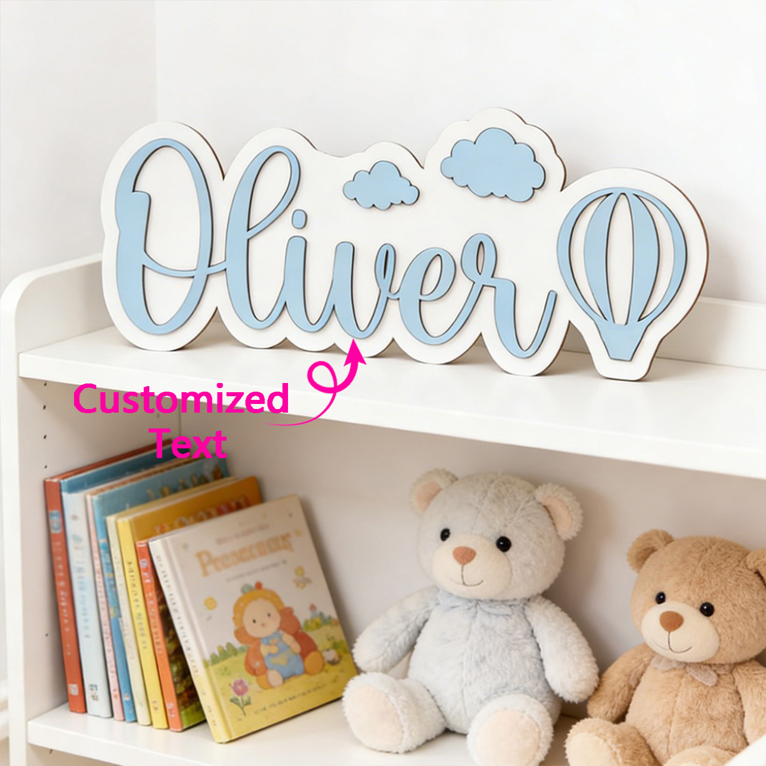 ป้ายชื่อห้องรูปบอลลูนลมร้อนและ - Baby Nursery Name Sign บทวิจารณ์และราคา