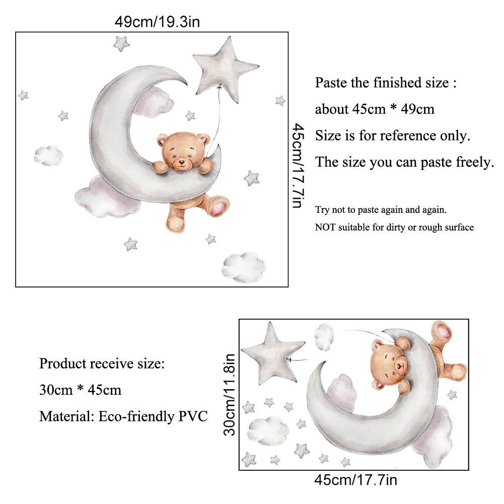 หมี ดวงจันทร์ เมฆ ดาว สติ๊กเกอ - Baby Nursery Murals บทวิจารณ์และราคา