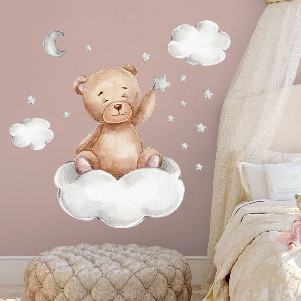 หมี ดวงจันทร์ เมฆ ดาว สติ๊กเกอ - Baby Nursery Murals บทวิจารณ์และราคา